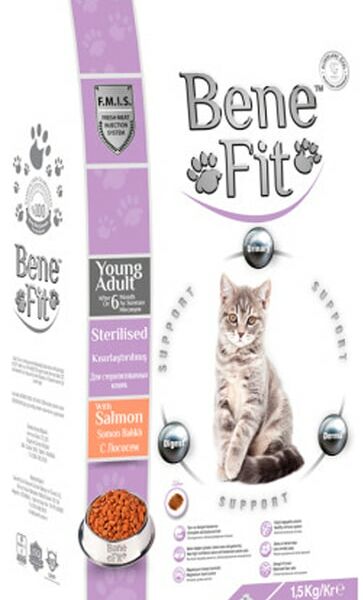 Сухой корм для кошек BeneFit Young Adult Sterilised для стерилизованных с лососем 1.5кг