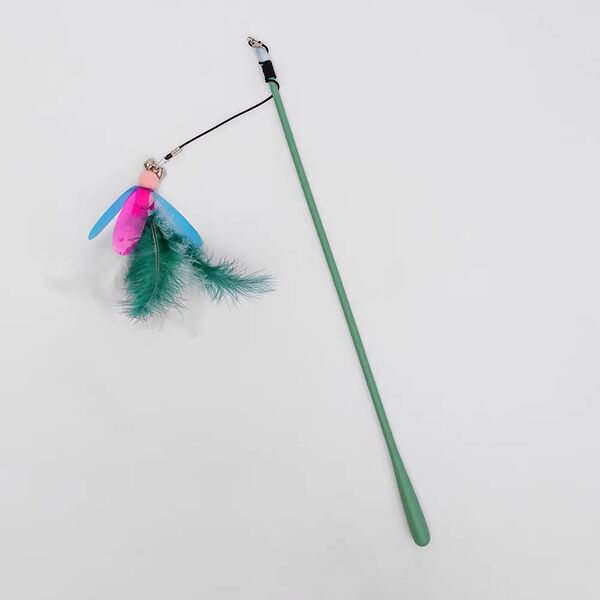 Игрушка для кошек Дразнилка с перьями, размер палки 50 см, размер игрушки 17 см