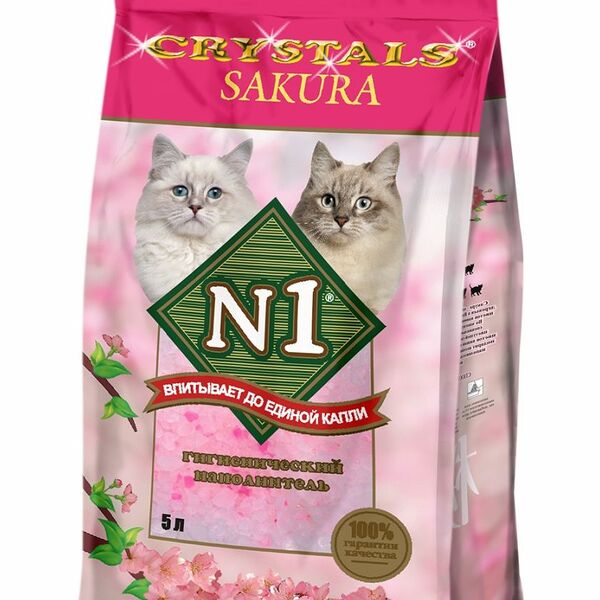 №1 Crystals Sakura наполнитель силикагелевый впитывающий 2 кг.