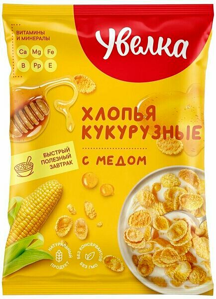Хлопья кукурузные Увелка С медом