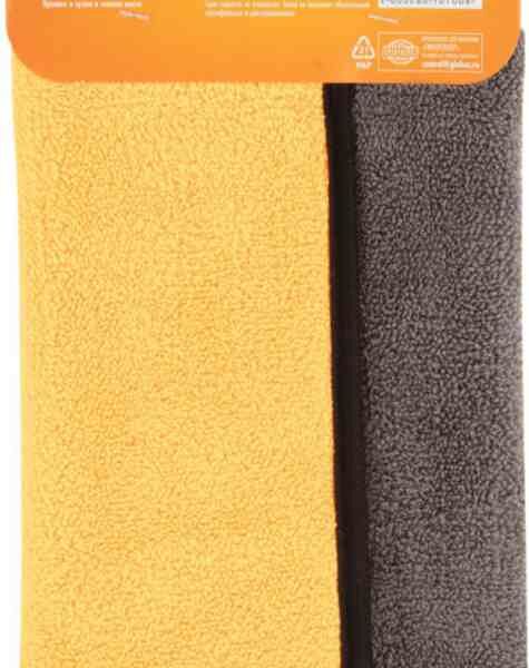 Тряпка для очистки автомобиля махровая Maxus из микрофибры серая с оранжевым, 35×35 см