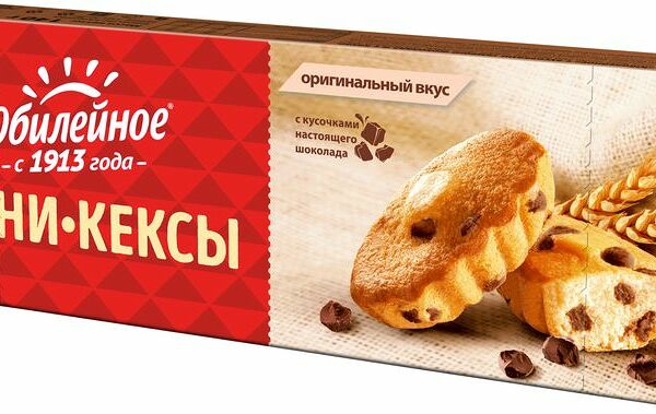 Мини-кексы Юбилейное с кусочками молочного шоколада 140г