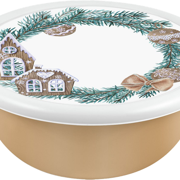 Миска Profit House золотой цвет с крышкой и декором, 1.2 л