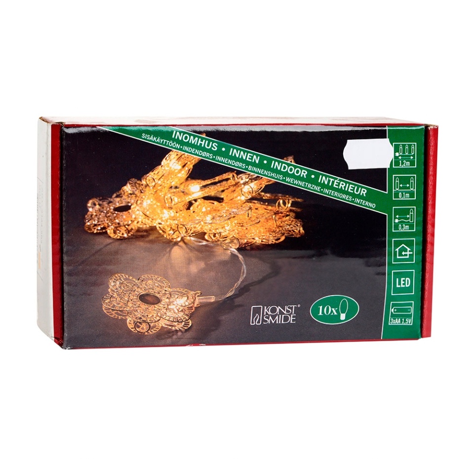 

Электрогирлянда внутренняя Konstsmide Золотой Цветок 10 LED ламп металл 120 см Швеция