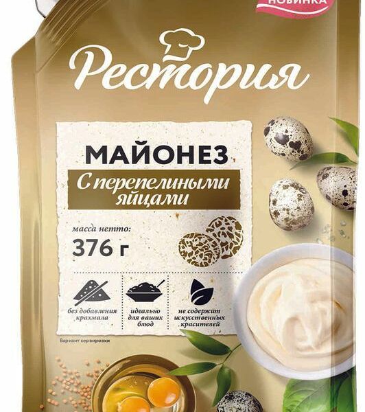 Майонез Restoria с перепелиными яйцами 67%, 400мл