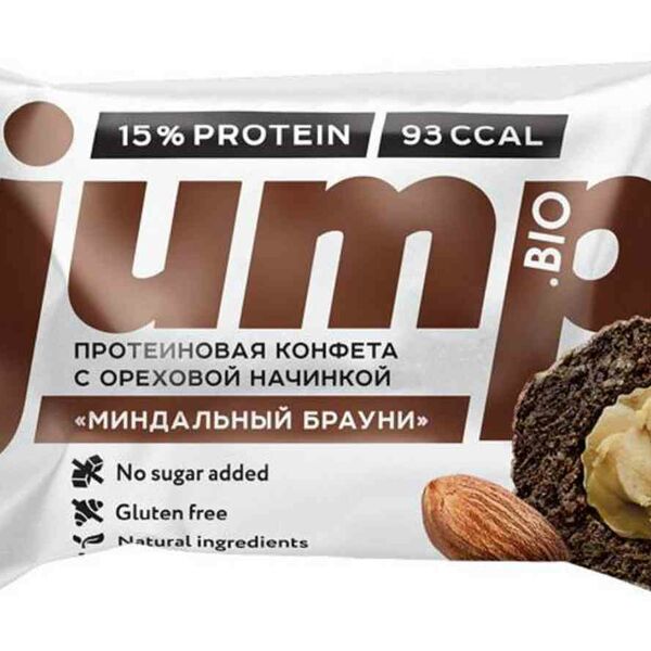 Конфета протеиновая Jump с ореховой начинкой Миндальный брауни