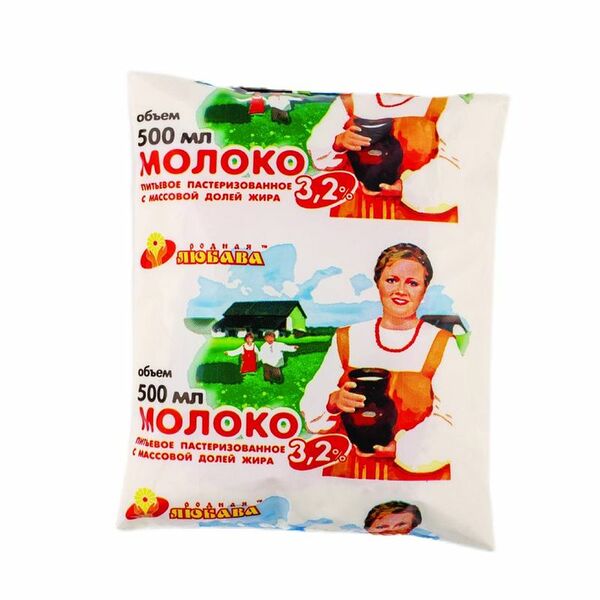 Молоко Родная Любава пастеризованное, 3.2%