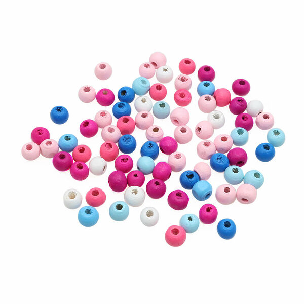 4AR396 Бусины деревянные, цветной микс, 8мм, 18гр/упак, Astra&Craft(Сине-розовый микс)
