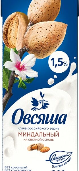 Напиток Овсяша Миндальный на овсяной основе 1.5% 200мл