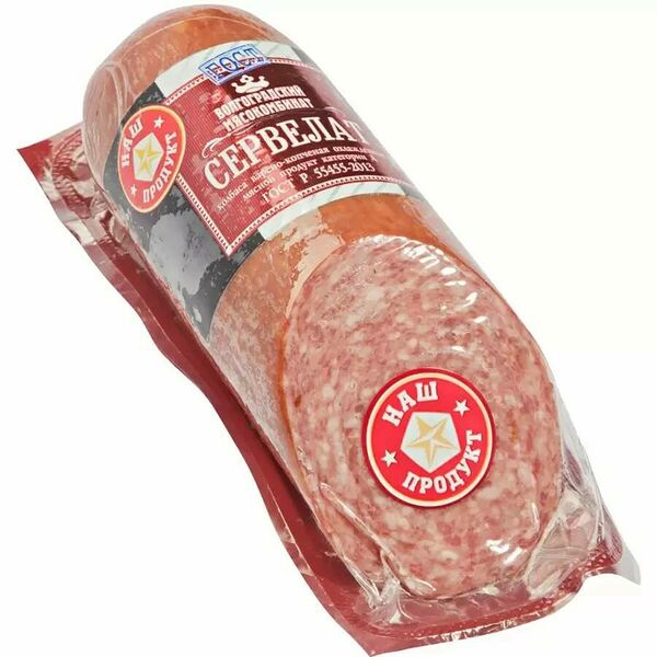 Колбаса копчено-вареная МК ВОЛГОГРАДСКИЙ Сервелат ГОСТ, высший сорт