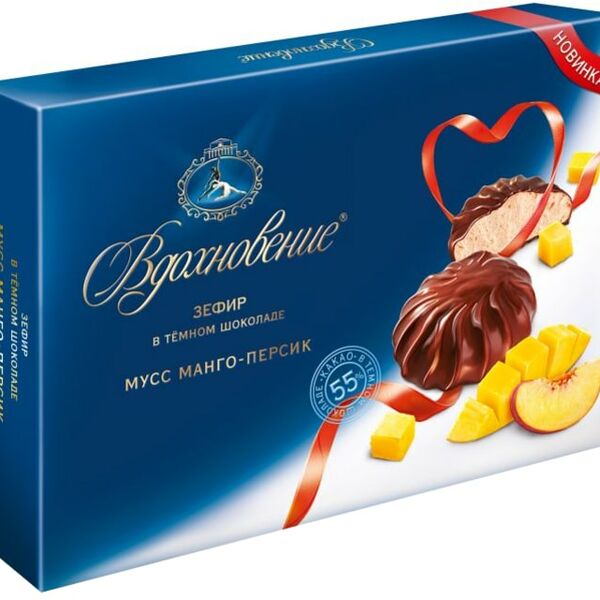 Зефир Вдохновение в темном шоколаде Мусс манго-Персик 245г