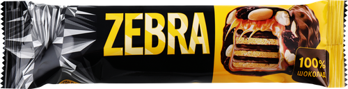 

Вафли глазированные Zebra Мягкая карамель-арахис-изюм 40 г