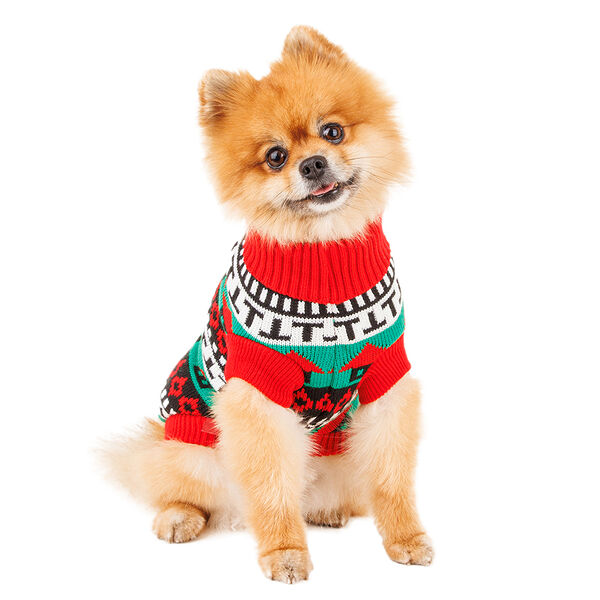 Свитер для собак с узором 35см L красный (унисекс)