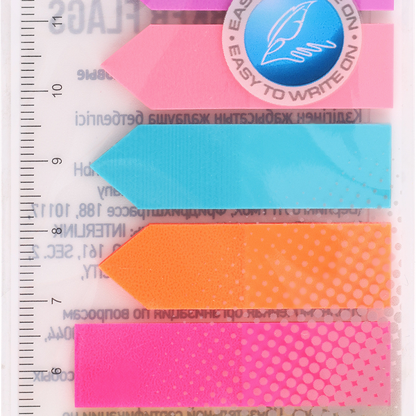 Флажки-закладки BERLINGO 45х12/42х12мм, 25 листов, 8 неоновых цветов, с линейкой Арт. LSz_45128