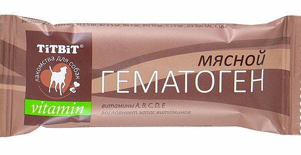 Лакомство для собак Titbit Vitamin Гематоген мясной, 35г