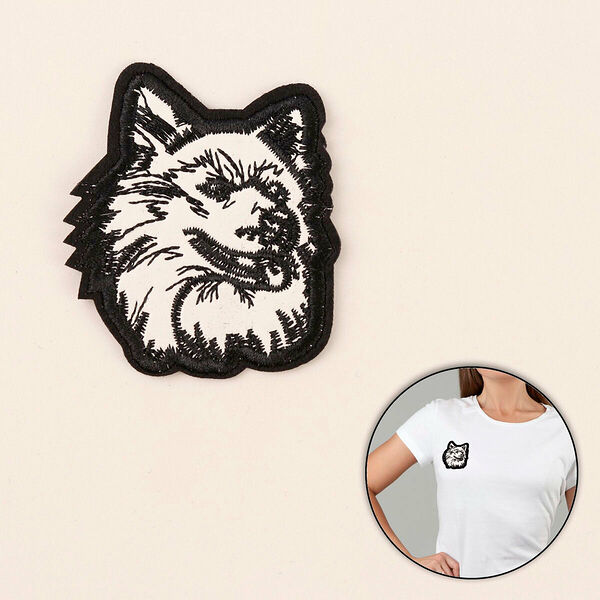 4699330 Термоаппликация волк 7*6см, чёрно-белый