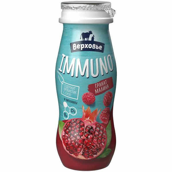 Продукт кисломолочный Верховье Иммуно с гранатом и малиной обогащенный 2% 90г