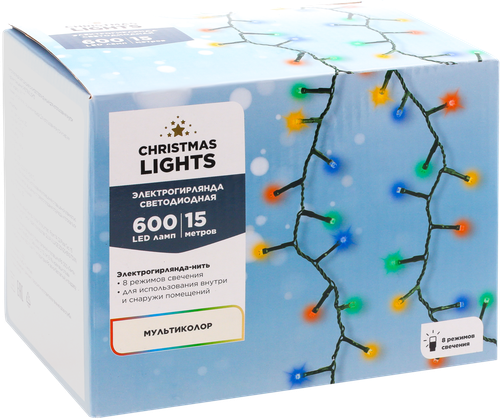 

Электрогирлянда для внутренних помещений и улицы Lumineo 600LED-ламп, 15м, мультиколор, IP44 Арт. 9901177