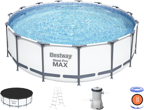 

Бассейн каркасный Bestway Steel Pro Max 16015 л 457х122 см с фильтром-насосом лестницей и тентом