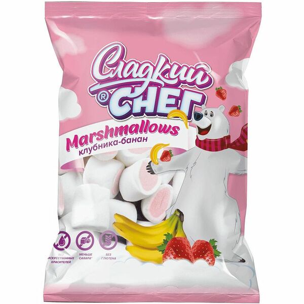 Маршмеллоу для детей со вкусом клубники и банана ТМ Сладкий снег