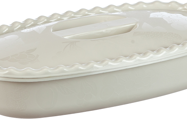 Миска Idea прямоугольная, с крышкой, белый ротанг, 2.7 л арт. М1323