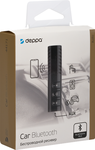 

Адаптер автомобильный Deppa Bluetooth ресивер, BT 5.0, 90 мАч, черный