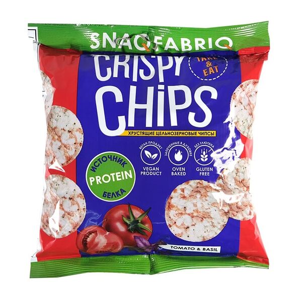 Чипсы низкокалорийные Snaqfabriq Томат и базилик (без глютена) 50 г, Россия