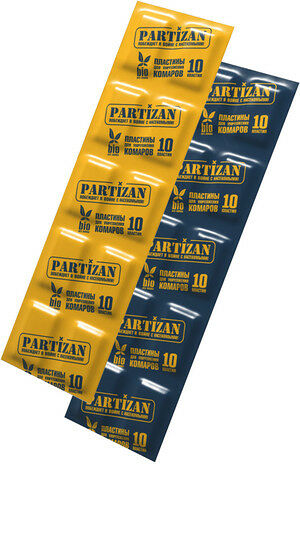 Пластины для уничтож.комаров PARTIZAN сменные к электрофумиг. синие 10шт