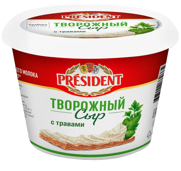 Сыр творожный President с травами БЗМЖ 140 г