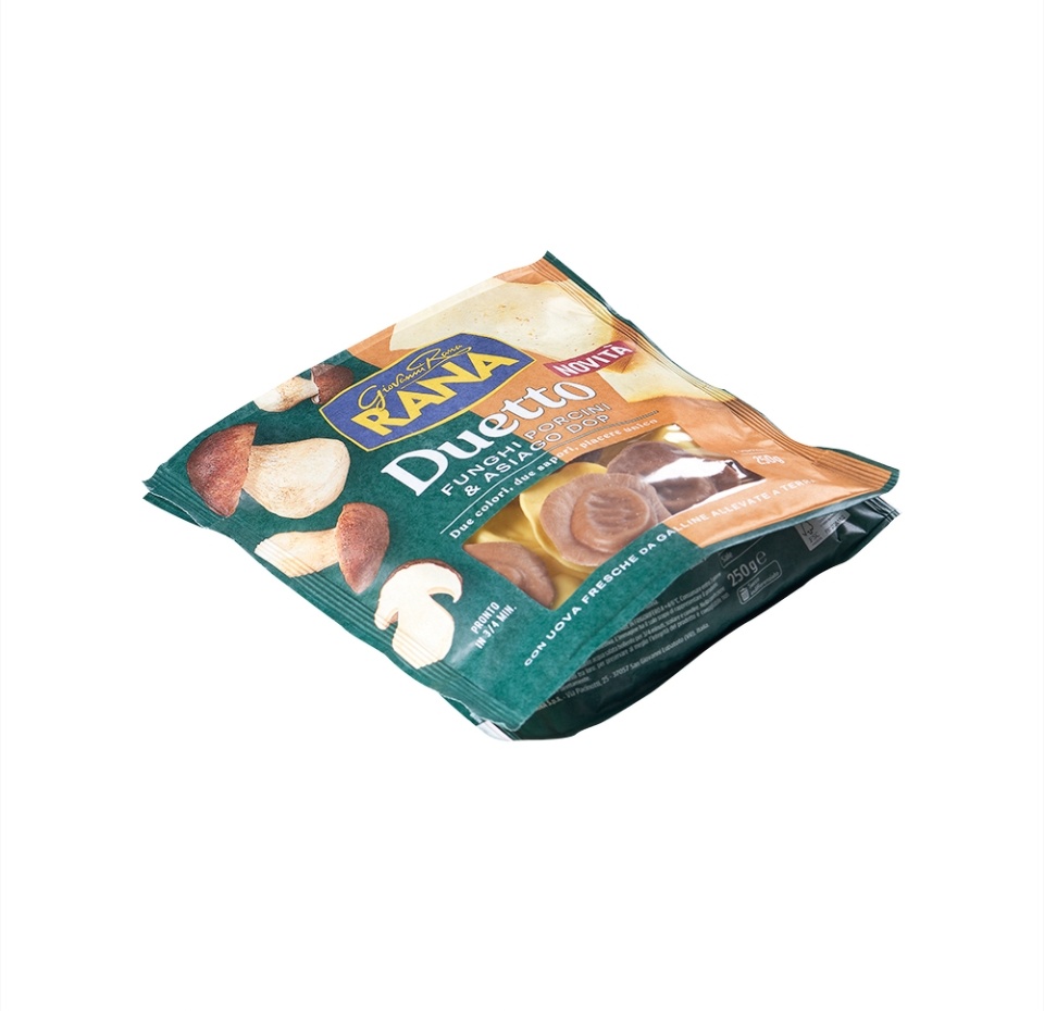 

Макаронные изделия Равиоли "Дуэтто" (ассорти) из грибов и сыра азияго охлажденные, 250 г, Италия