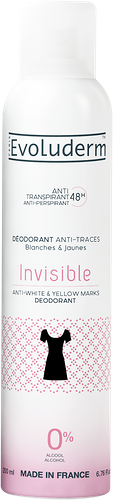 Део-спрей женский `EVOLUDERM` Invisible. Защита от белых и жёлтых пятен, 200 мл