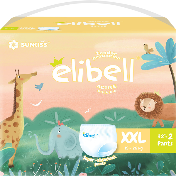 Подгузники-трусики Elibell Active детские XXL 15–26 кг, 34шт.