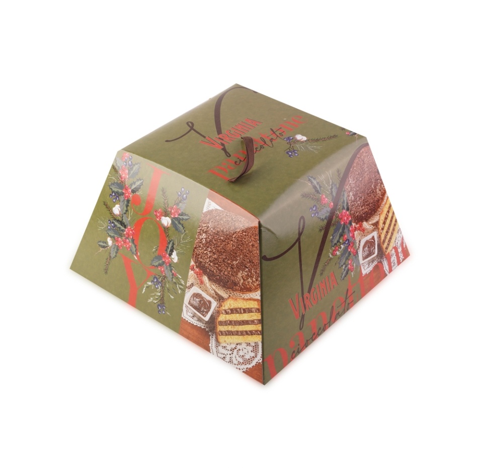 

Кулич с шоколадным кремом и шоколадной глазурью в подарочной упаковке, Amaretti Virginia, 850 г, Италия