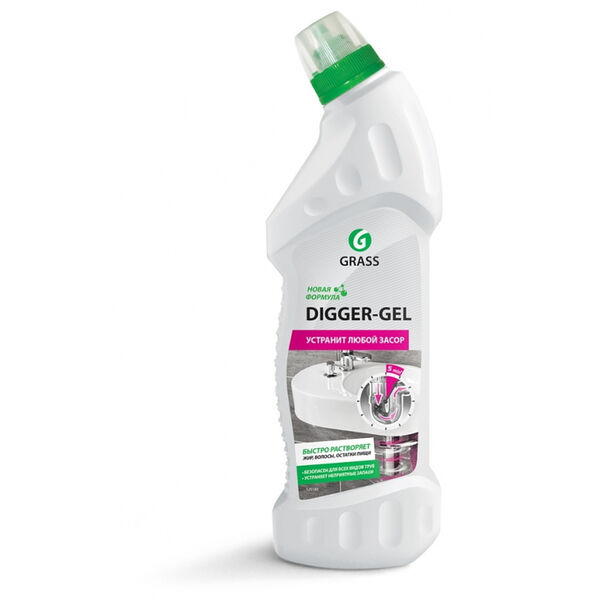 GraSS Digger-gel Средство щелочное для прочистки канализационных труб, 750 мл { мин.заказ 2 }
