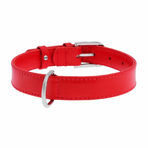 Collar ошейник кожаный Waudog Glamour без украшений 30-39 см., Красный