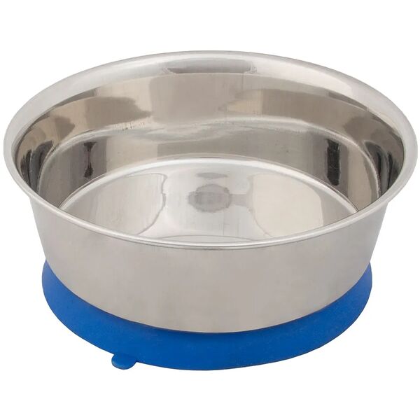 Миска металлическая с прорезиненным дном на присоске, D=16см