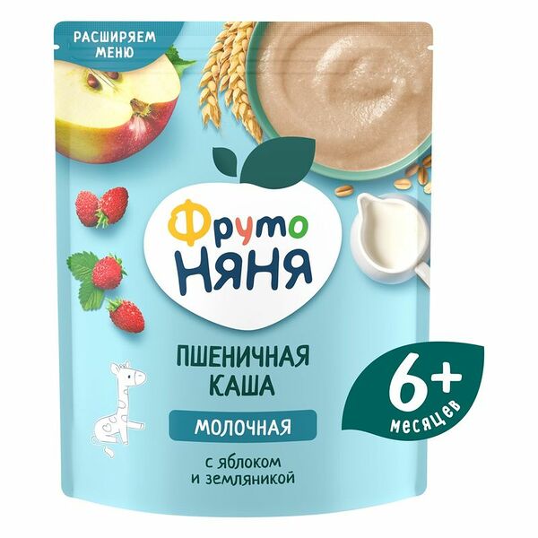 Каша ФрутоНяня пшеничная яблоко-земляника с 6 месяцев, 200г