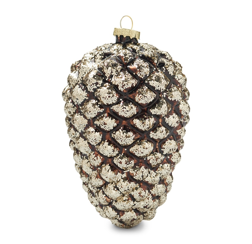 

Игрушка для елки Yancheng Shiny "Коллекция Традиции" Шишка с блестками, цвет золотой, 17см, стекло, Китай