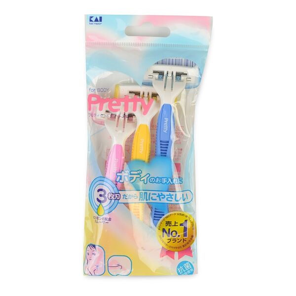 Станок для бритья Kai одноразовый женский со смазывающей полоской и тройным лезвием, 3 шт/уп