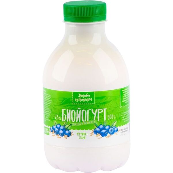 Биойогурт Здоровье Из Предгорья черника-злаки 2.5%, 500г