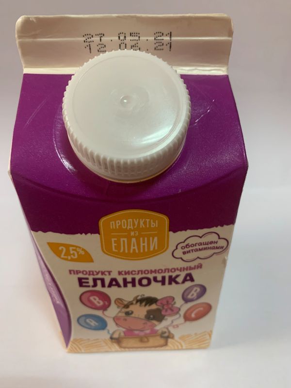 

Продукт кисломолочный Продукты Из Елани Еланочка обогащённый витаминами с сахаром 2.5%, 450мл