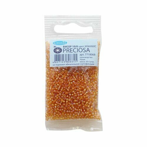 (86060С) 331-19001-10/0 Бисер непрозрачный с покрытием 10/0, круг.отв., 20гр Preciosa