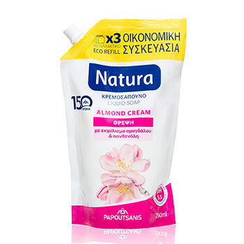 Мыло жидкое Natura миндальный крем в мягкой упаковке рефил 750мл, Греция