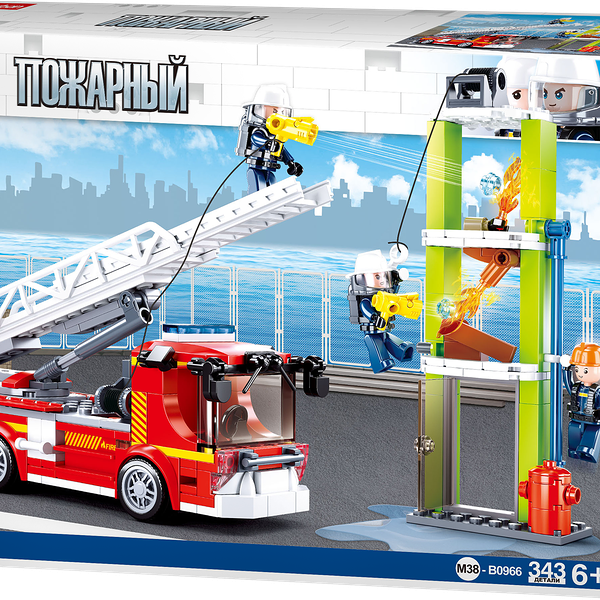 Конструктор SLUBAN Пожарная машина, 343 детали Арт. M38-B0966