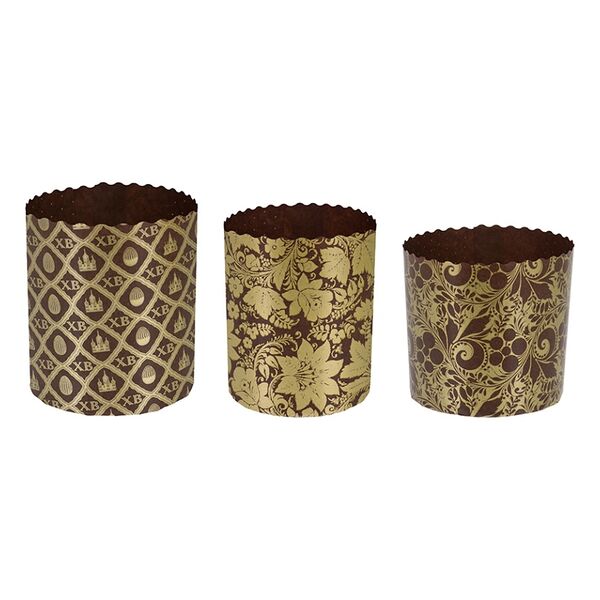 Набор бумажных форм для выпечки куличей «Пасхальный» дизайн в ассортименте, Marmiton, 3 шт. (500 мл d 9*9 см, 1 л d 11*8.5 см, 1.25 л d 12.5*10 см), Россия