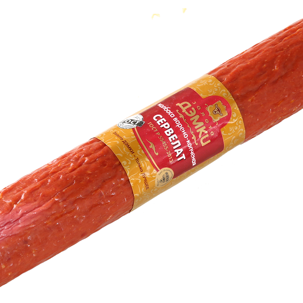 Колбаса Золото Дэмки Сервелат ГОСТ варено-копченый вес до 700г