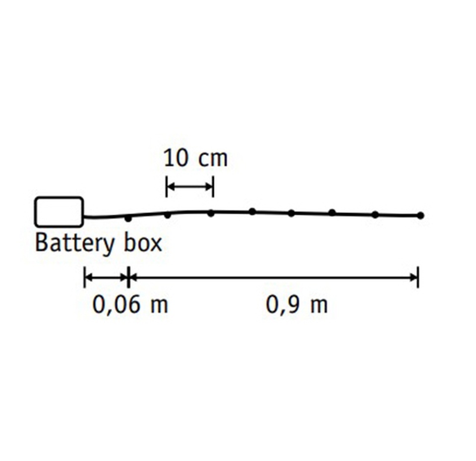 

Декор гирлянда Edelman б/о теплый белый свет, серебряный провод, 10 ламп, 90 см, Китай