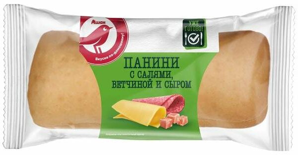 Панини АШАН Красная Птица с салями ветчиной и сыром, 190 г