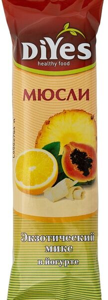 Батончик мюсли DiYes Экзотический микс в йогурте 25г