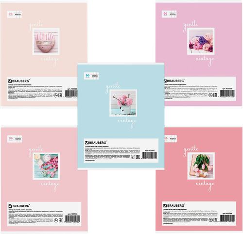 

Тетрадь Brauberg Пастель А5 96 листов клетка дизайн в ассортименте 1 шт.